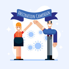 Vaccination Campaign healthcare awareness corona virus covid-19 pandemic people illustration vector