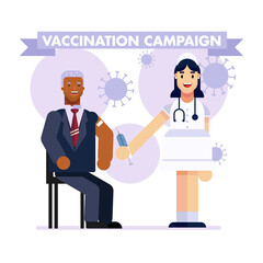 Vaccination Campaign healthcare awareness corona virus covid-19 pandemic doctor old man illustration vector