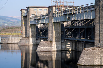 O'Briensbridge Dam on the River Shannon,March,27,2022