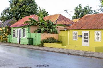 Colorful facades in the suburbs of Willemstad, Curacao