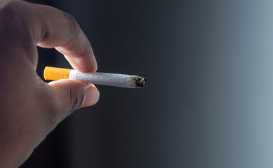 Smoking cigarette With Hand Finger