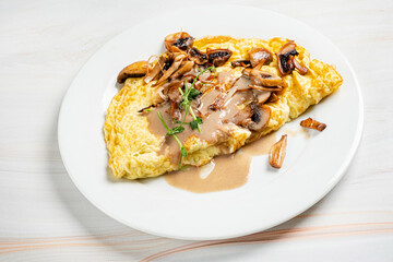 omelet with mushrooms, top view