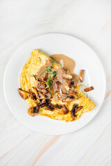 omelet with mushrooms, top view