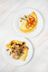 omelet with mushrooms, top view