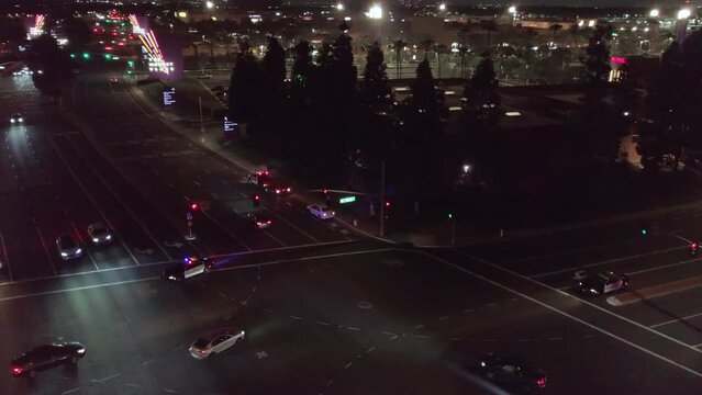 Police at Car Crash Intersection Night