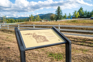 General view of the informational sign at the Native American Sacred Grounds Main Cemetery at the Cataldo Mission in Cataldo, Idaho, on June 2 2022.
