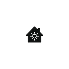 sun home icon. House sign. Sun vector symbol. Climate control.