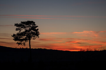 Landschaft zum Sonnenuntergang