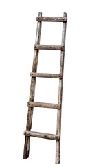 Old wooden ladder.A set of different ladders made of wood