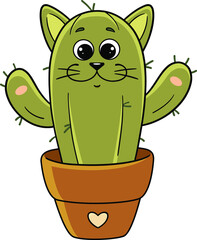 A succulent cactus in the shape of a cat. Cat. Kitty. Plant. Flower. An extraordinary flower. A house plant. A flower in the shape of an animal. A prickly plant. Florist. Floral shop. Cactus vector.