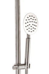Shower head on a white background. It is mounted on the wall or on the faucet, for convenience you can hold it in your hand.