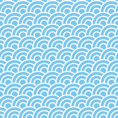 Wave simple seamless blue and white pattern