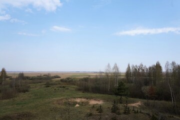 Early spring on the edge of biebrza marshes, April landscape