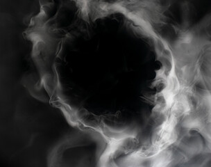 Abstract background from chaotic mixing smoke creating ring in the center