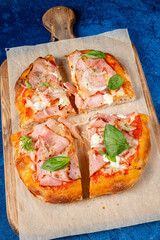 italian pizza on the wooden board