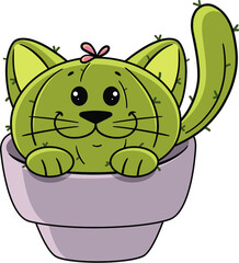 A succulent cactus in the shape of a cat. Cat. Kitty. Plant. Flower. An extraordinary flower. A house plant. A flower in the shape of an animal. A prickly plant. Florist. Floral shop. Cactus vector.