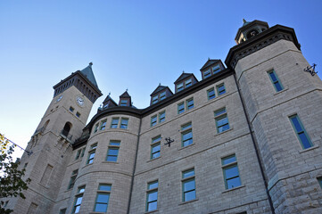 City Hall of Quebec City (Hotel de ville de Quebec) at 2 Rue des Jardins in Old Quebec World Heritage Site, Quebec QC, USA. 