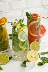 assorted cocktails on a wooden table
