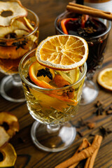 hot alcoholic drinks on a wooden table


