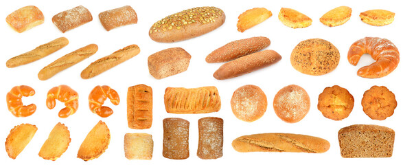 Large set fresh bread products