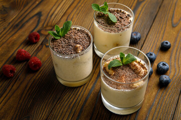 Italian desserts on a wooden table
