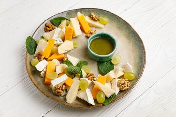 Italian cold snacks on a wooden table

