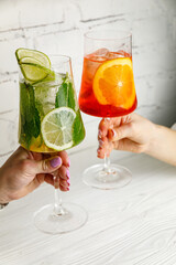 assorted cocktails on a wooden table
