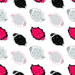 Vector illustration of pitaya fruit or dragon fruit. Vector hand drawn illustation