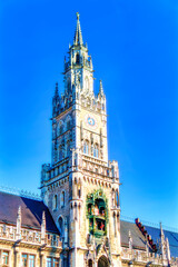 City Hall building in downtown Munich, Germany.