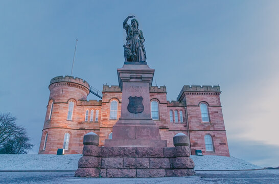 Statue Of Flora Macdonald Located At Inverness Castle. The Bronze Statue Was Created During 1896. She Helped Bonnie Prince Charlie Escape Scotland After The Battle Of Culloden In 1746. 