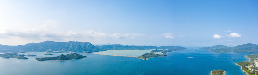 Fototapeta na wymiar Panorama view of Plover Cover Reservoir, Hong Kong