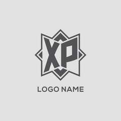 Monogram XP logo with eight point star style design