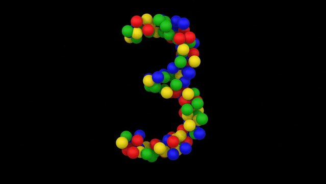 Toy Ball Animation Themed Font  Number 3