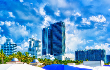 Modern  business buildings in downtown of city of Miami, Florida, USA.