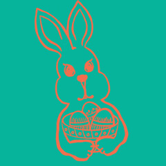 easter digital illustration, easter bunny, rabbit congratulations on rebirth, spring holiday, resurrection holiday, easter holiday of life, religious holidays, easter eggs symbol of life and rebirth, 