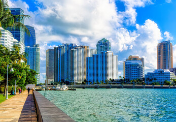 Fototapeta na wymiar Modern business buildings in downtown of city of Miami, Florida, USA.