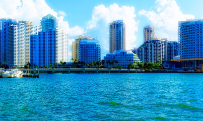 Fototapeta na wymiar Modern business buildings in downtown of city of Miami, Florida, USA.
