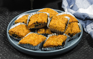 Fried Makrout - Algerian semolina, dates and honey sweets, traditional North Africa sweet food for islam holidays like Ramadan and Eid 