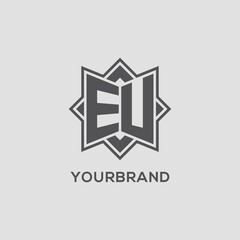 Monogram EU logo with eight point star style design