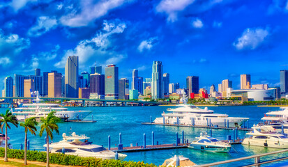 Fototapeta na wymiar Aerial view over financial district of Miami, Florida, USA.