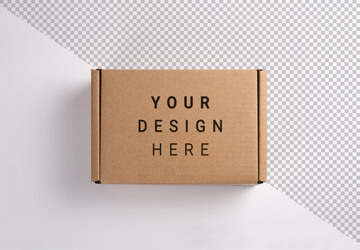 Cardboard Package Brown Box with Editable Top Lid on Customizable Background