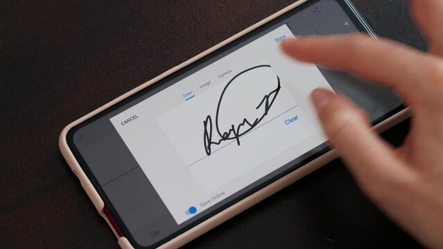 Electonic signature with finger in phone screen