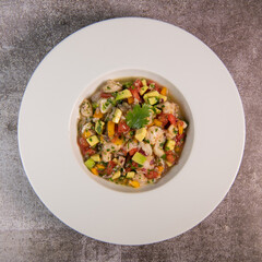 Cod Ceviche recipe, bread in oil and garlic.