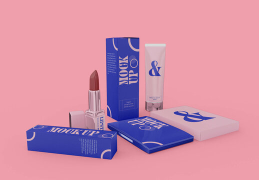 Set of Cosmetics Packaging Mockup