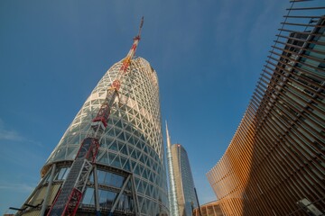 Milan Italy 2 March 2022 Futurist construction of the Piazza Gae Aulenti is in complete harmony with the surrounding buildings