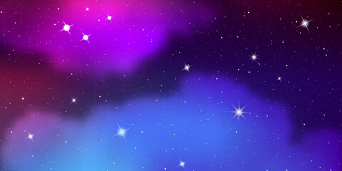 Stars. Night sky. Nebula and galaxies. Vector illustration. - 496199938