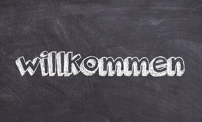 Willkommen Chalkboard Sign – German Handwritten Welcome for Café, Hotel & Home Décor