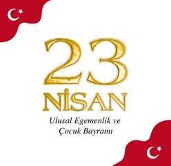 Obraz na płótnie Canvas 23 April, National Sovereignty and Children’s Day Turkey celebration card. vector illustration.