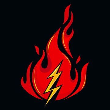 Fire and lightning vector icon illustration