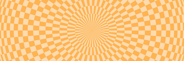 Vector abstract background. Simple  illustration with optical illusion, op art. Long horizontal banner.
